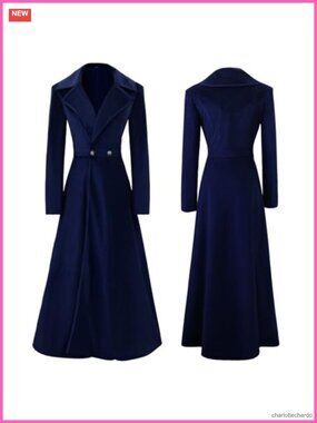 Women Victorian Steampunk Double Breasted Long Trench Coat Gothic Medieval